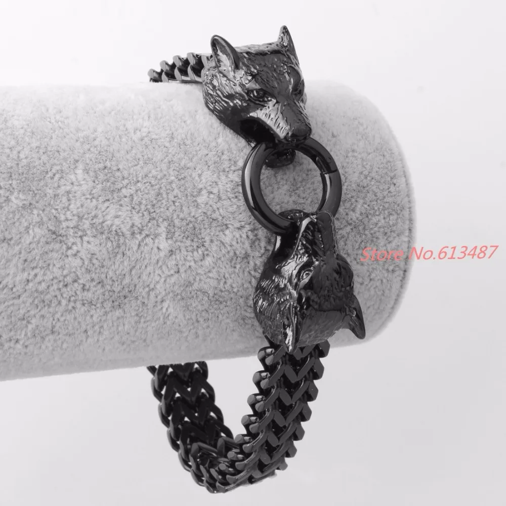 Мужской браслет с волком цепочка из нержавеющей стали золотого Серебряного и