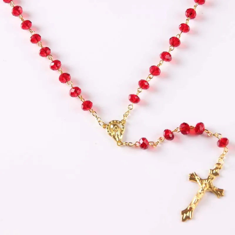 Necklace Religious Christian Ornaments Cross high quality crystal beads Rosary red color | Украшения и аксессуары