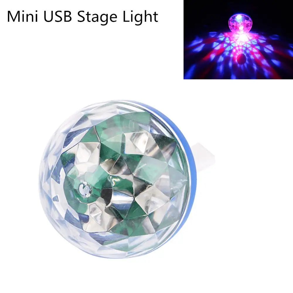 USB Stage Light Мини USB дискотека свет вечерние украшения для дома хрустальный магический шар эффект сценическая лампа диско шар с адаптером USB Android/Apple - Испускаемый цвет: USB Stage Light
