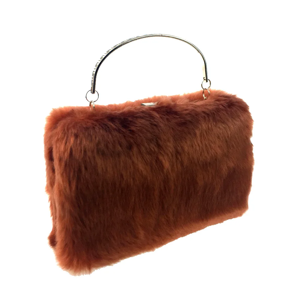 Зимние Для женщин искусственного меха Сумочка Сумка для вечерние клапаном Сумки