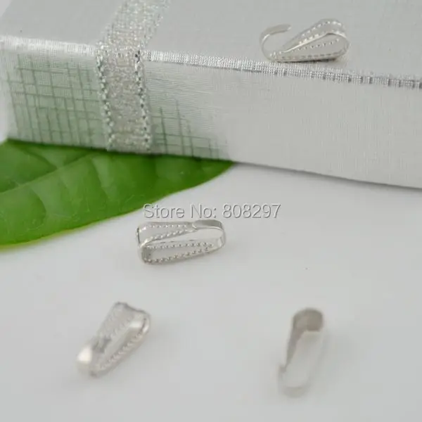 

DIY 11*4mm Rhodium Plated Pendant Pinch Clip Bails Connector Clasps Beads Jewelry Findings