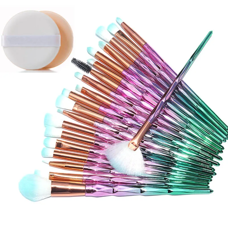 20 шт. набор кистей для макияжа с бриллиантами пудра основа румяна растушевка
