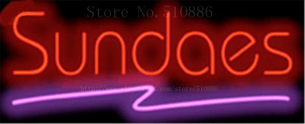 Неоновая вывеска Sundaes Настоящая стеклянная трубка для пива паба ресторана