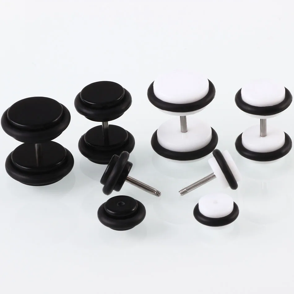 2 шт. 16 г силиконовые черно белые Двухсторонние серьги болты Серьги пусеты для