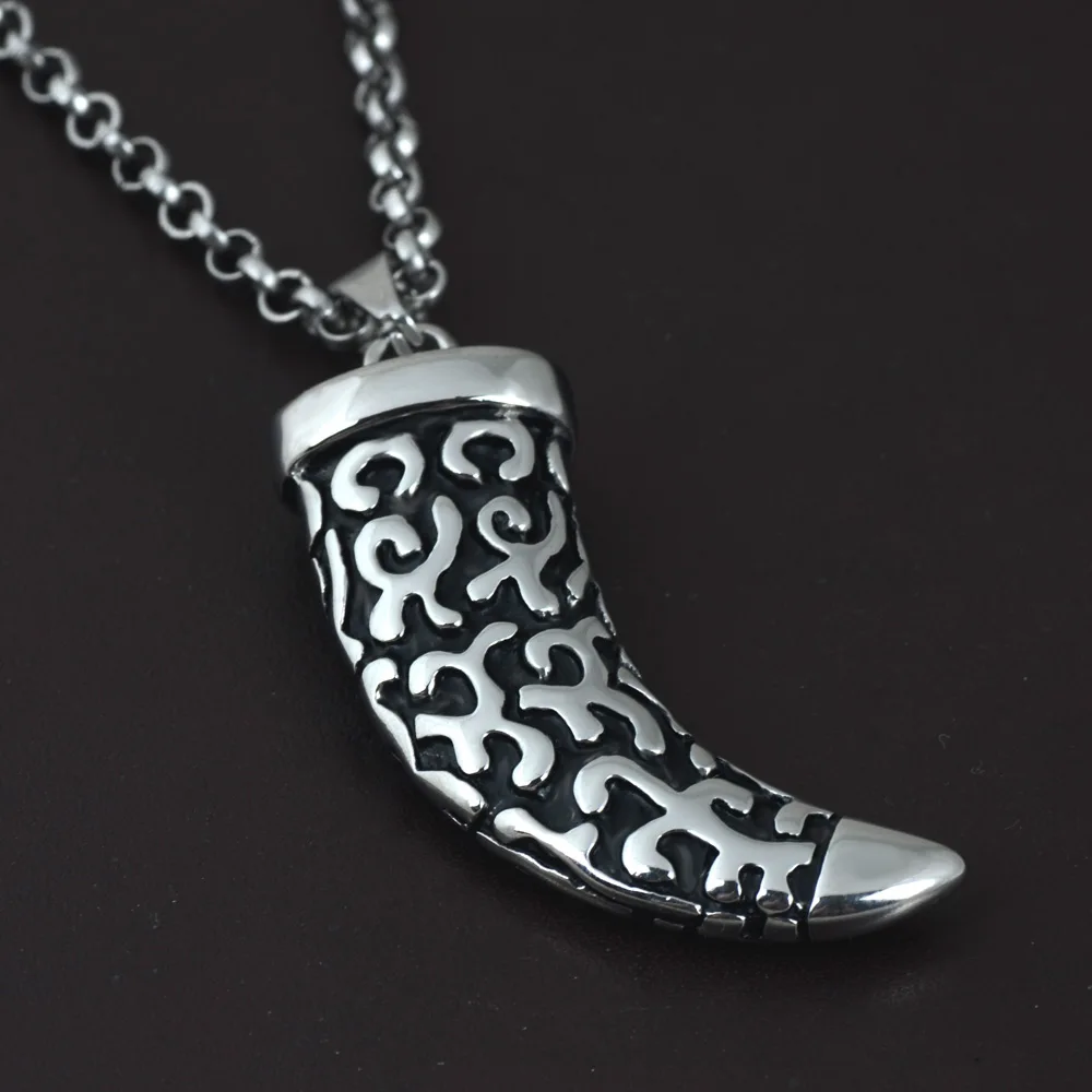 EdgLifU мужское ожерелье кулон в виде бычьего рога из нержавеющей стали волшебное