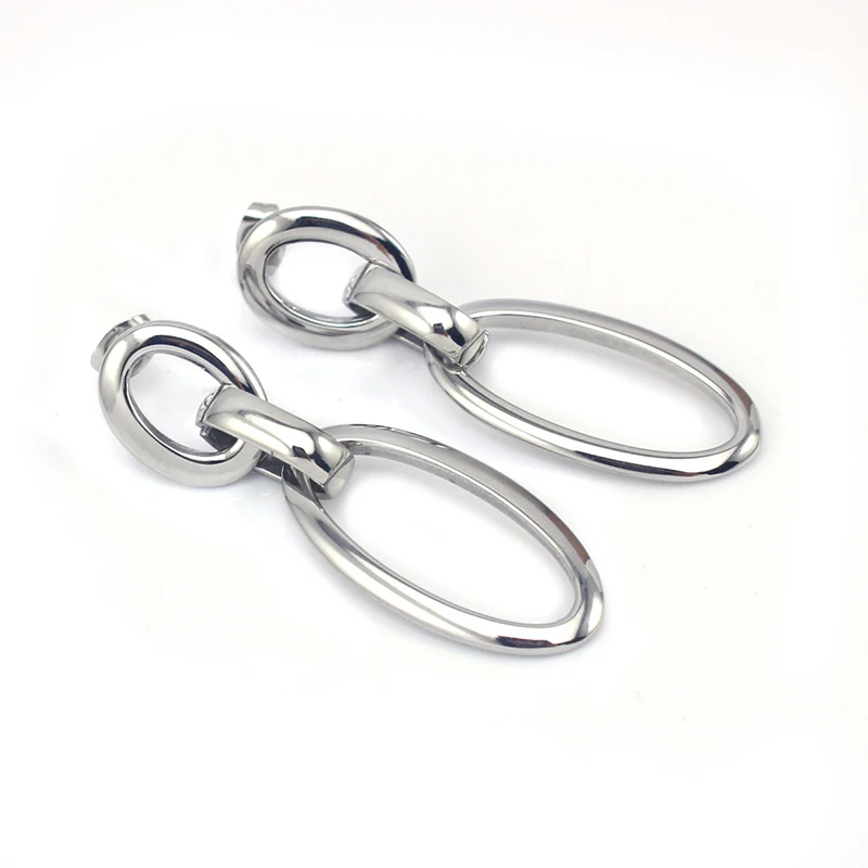 Роскошные Двойной овальной длинные Серьги гвоздики для Для женщин Серебряный