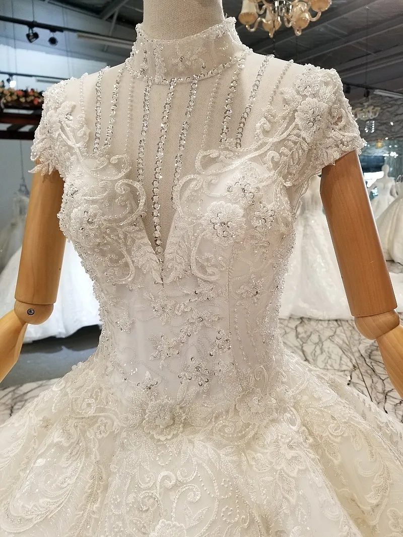 LS812401 с коротким шлейфом простое свадебное платье 2018 специальное высоким воротом