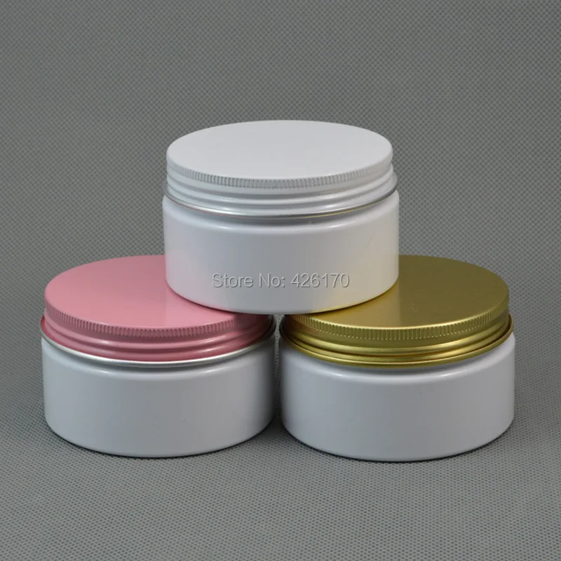 100g Aluminum Cosmetic Jar Container Pink / White Screw Thread 50pcs/lot 100ml Makeup Container Factory Wholesale Free Shipping