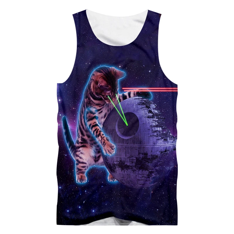 Мужская безрукавка OGKB летняя повседневная большого размера с 3D рисунком кота
