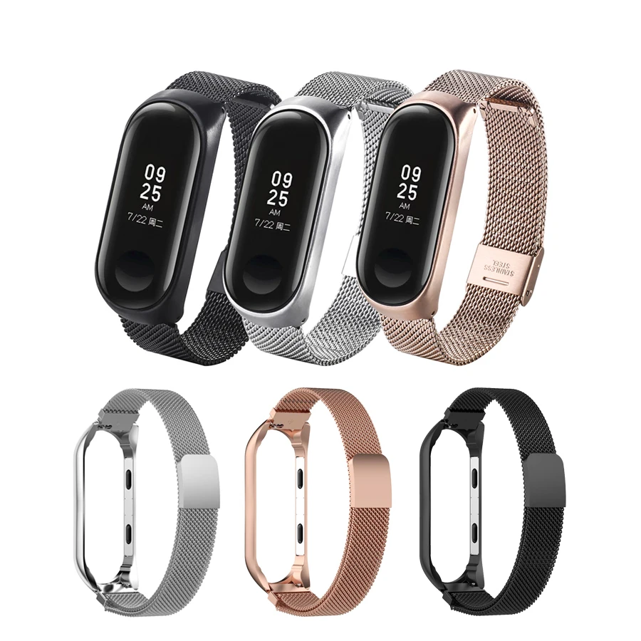 Для mi Band 3 браслет из нержавеющей стали mi lanese часы на магнитном ремешке для Xiaomi mi Band 3 4 браслет для mi Band 4 розовое золото