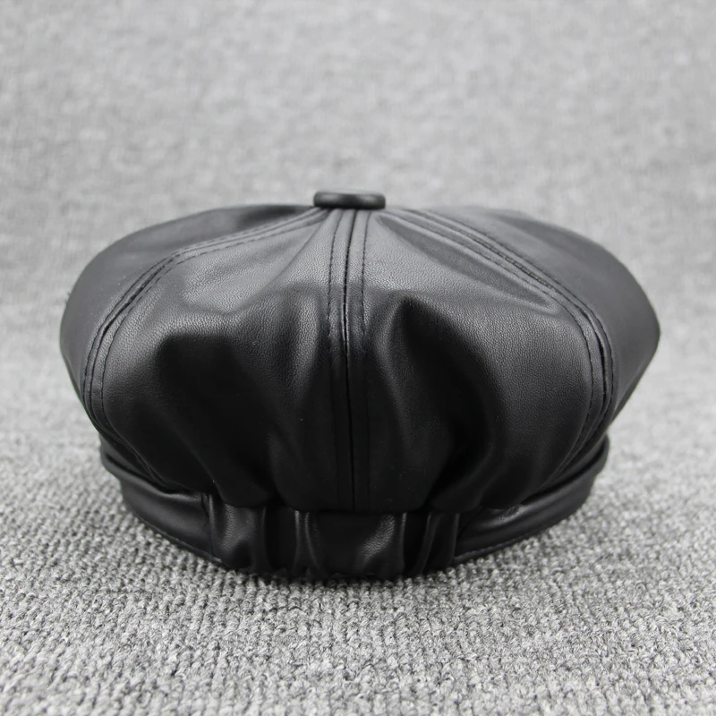 2018 New Solid Color PU Berets Women's Newsboy Cap Octagonal Men Caps Girls For Spring And Autumn British Style Of Hat | Аксессуары