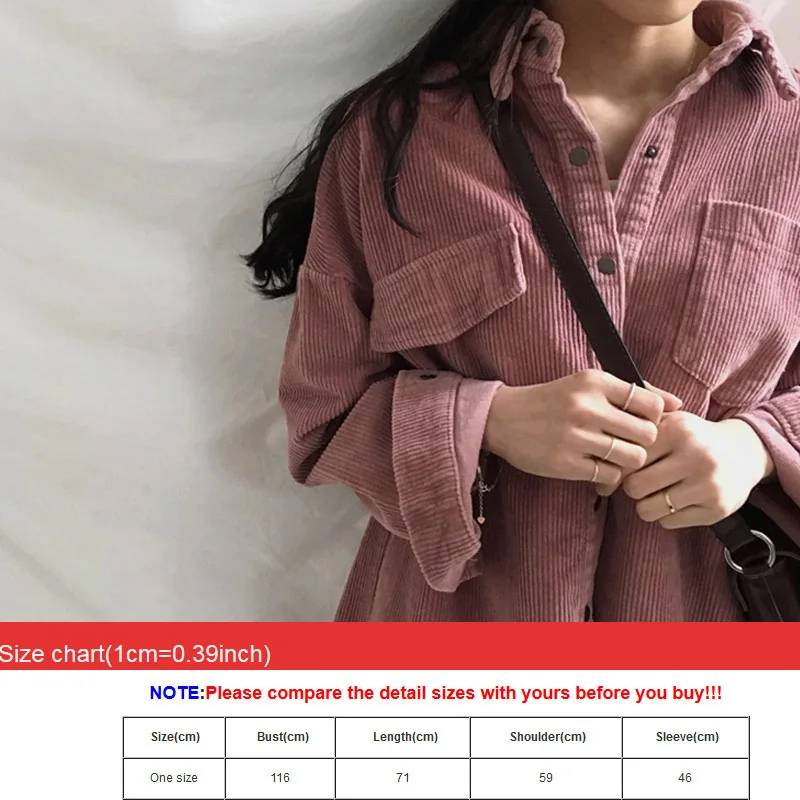 

High Quality New Harajuku Corduroy Women Jackets Winter Autumn Coats Plus Size Overcoats Tops Cute Jackets Solid Color Clothing