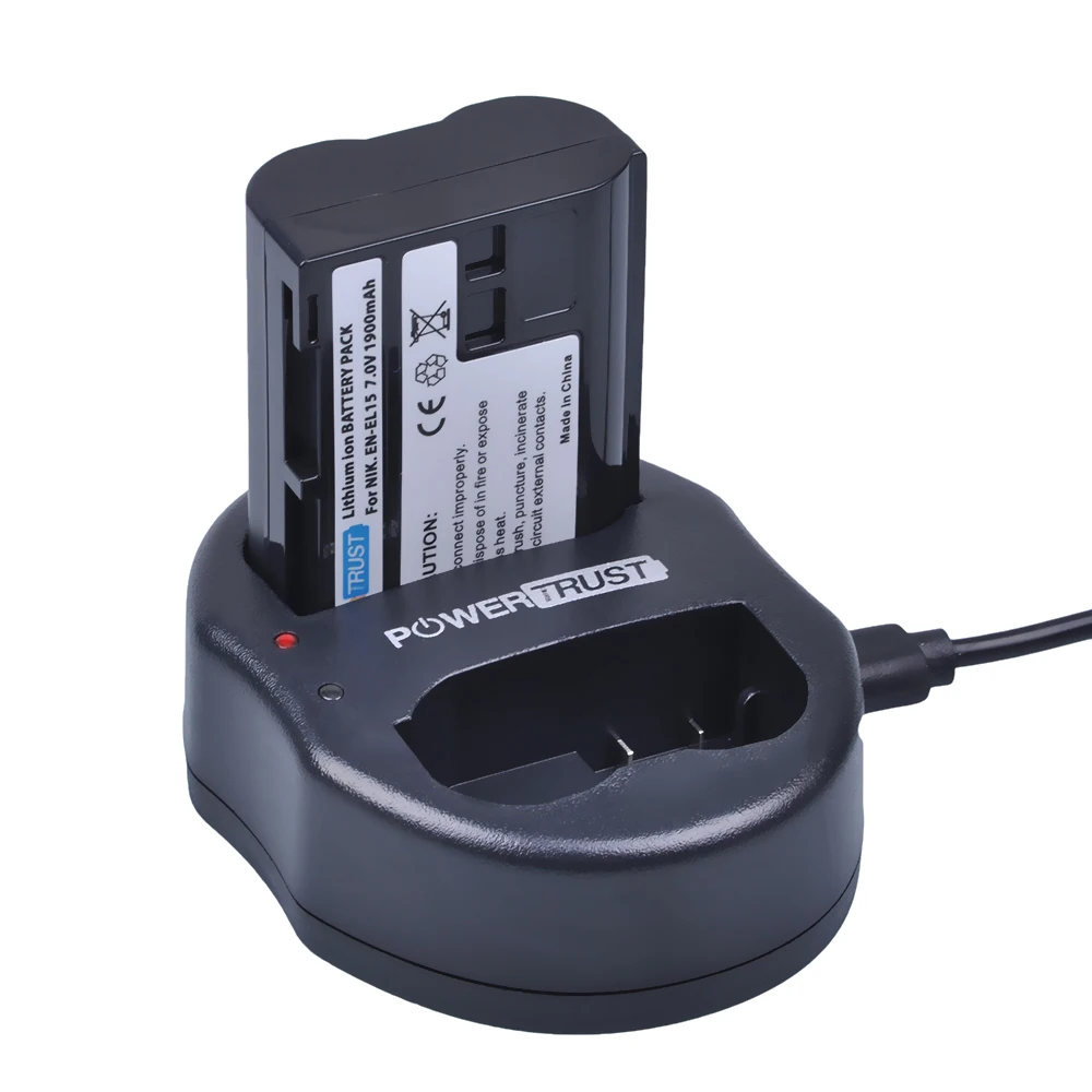 Фото Powertrust EN-EL15 EN EL15 USB двойное зарядное устройство для Nikon D500,D600,D610,D750,D7000,D7100,D7200,D800,D800E, D810, №4