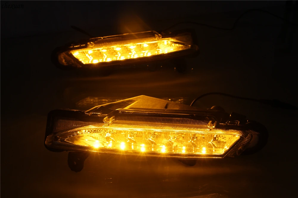 CSCSNL 1 Set 12V ABS Car LED DRL Daytime Running Lights Daylight With Turn Yellow Signal For Toyota Yaris 2017 2018 2019 | Автомобили и