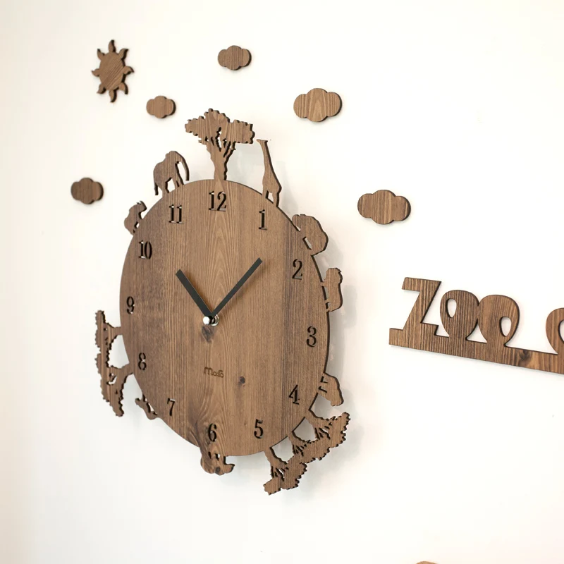 12 &quotМультяшные домашние настенные часы для детей гостиная животные Зоопарк