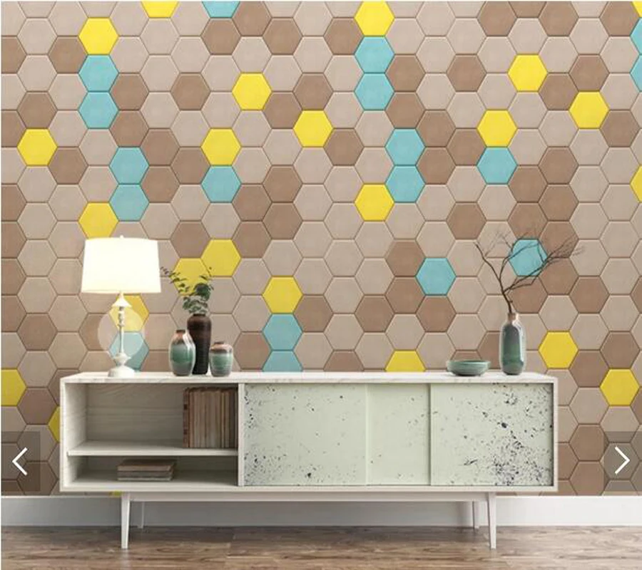 Пользовательские 3D papel де parede геометрические полигональные фрески для гостиной