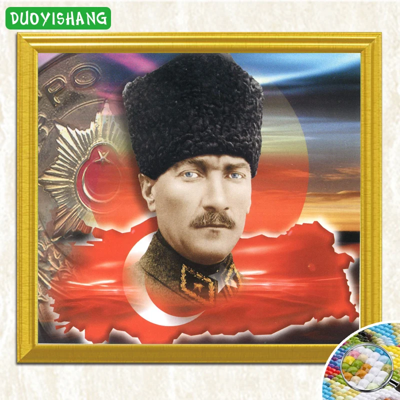 Отец турок Кемаль 5D DIY алмазная живопись полного квадрата Мозаика Продажа Картина Стразы Вышивка Домашний декор.