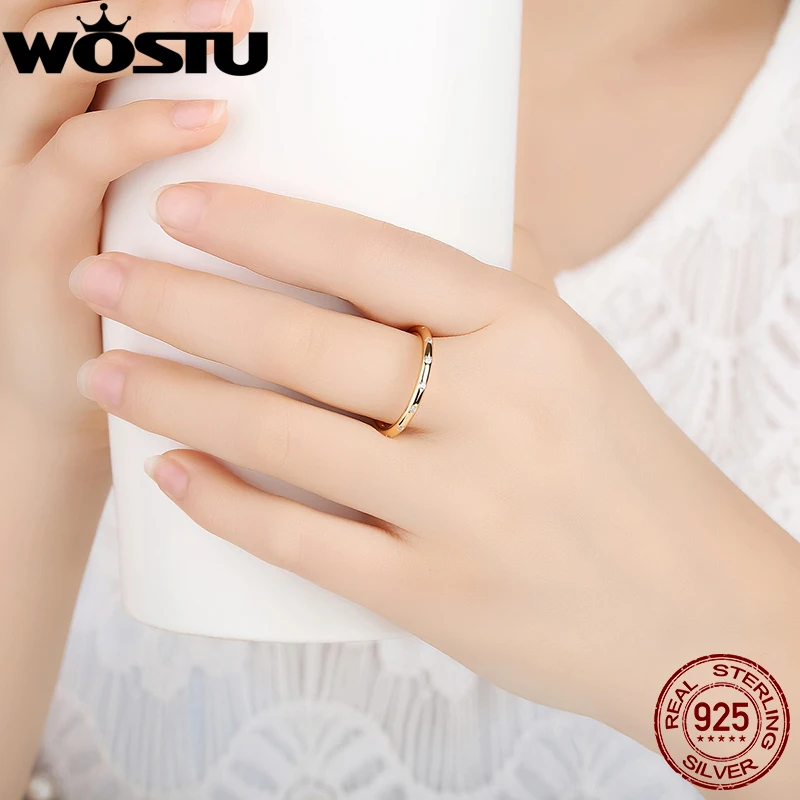 WOSTU/хит продаж Настоящее серебро 925 пробы и золотые капельки штабелируемое кольцо