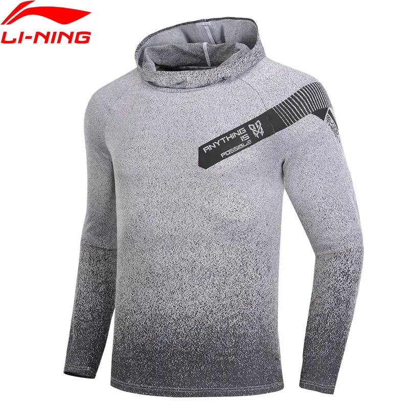 Li-Ning, мужские баскетбольные Футболки с длинным рукавом, облегающие, градиентные цвета, Удобная подкладка, спортивные топы с капюшоном, ATLP017 MTL1019