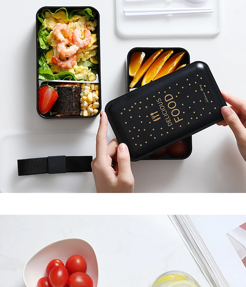 Oneisall пластиковый Ланч-бокс двухслойный японский Bento box контейнер для еды Lonchera Lancheira для детей Ланчбокс contenedor de alimento