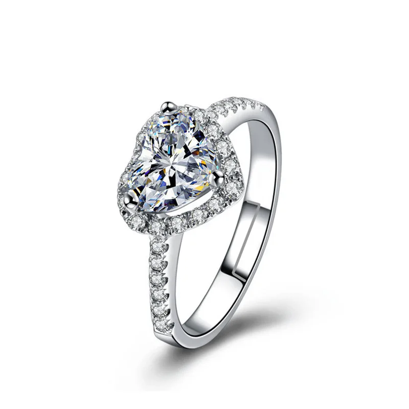 Оптовая продажа 10 шт. кольца с инкрустацией в виде романтического сердца из