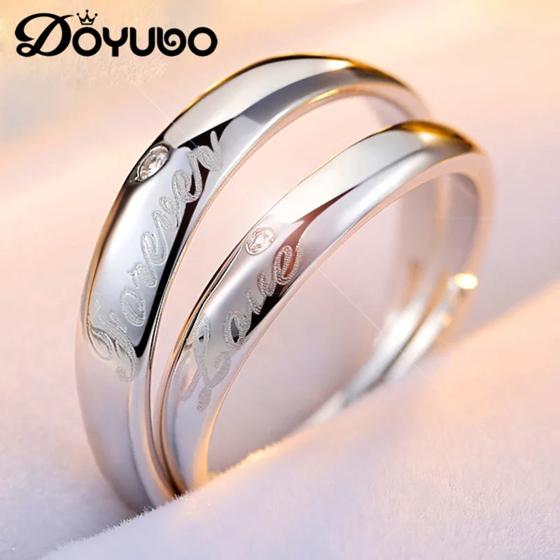 DOYUBO Romanti 925 пробы серебряные кольца влюбленной гравировка любить тебя вечно