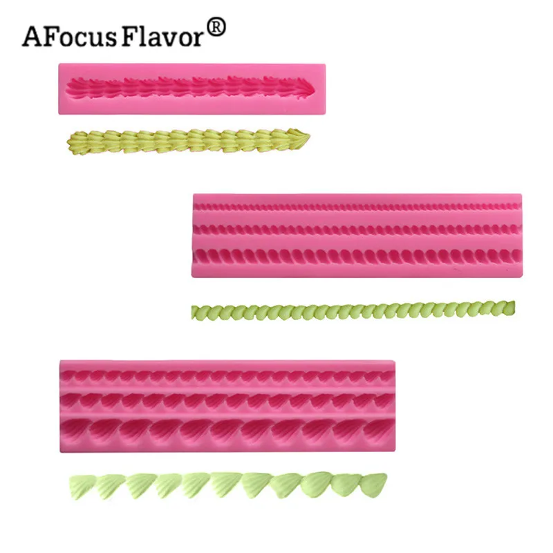 3D длинные полосы твист веревка окружающий край торт границы кружева силиконовая