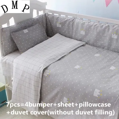 

6/7PCS Baby Bed Set Cotton Crib Bedding Set Baby Bed Bumper Newborns Crib Protector kit de berço 120*60/120*70cm