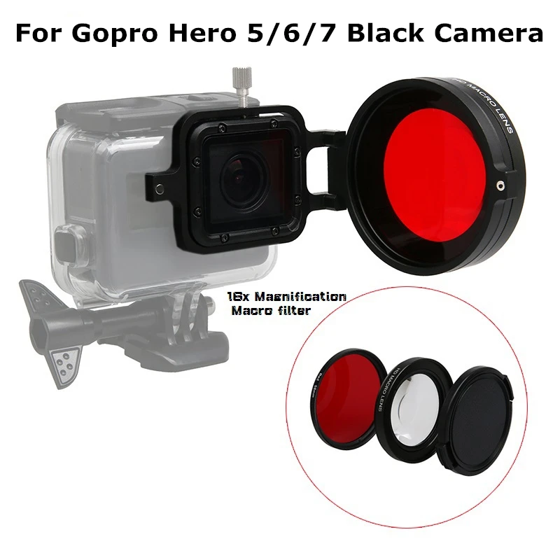 ORBMART 58 мм УФ-фильтр 16X Лупа макрообъектив для Gopro Hero 5 6 7 аксессуары спортивной