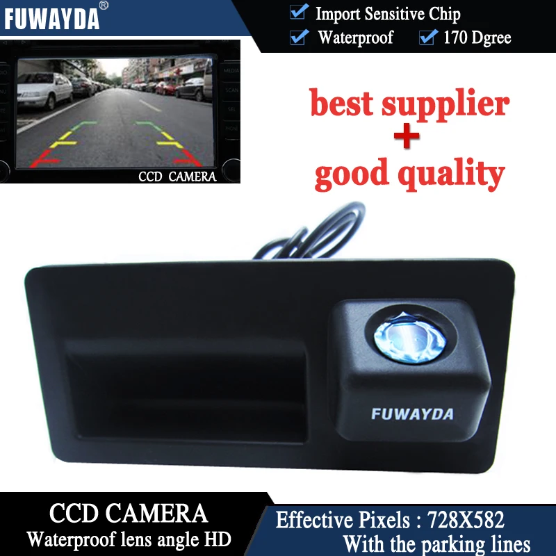 

FUWAYDA Car Trunk Handle Color HD CCD Car rear view camera Parking Reversing for Audi A4 A6 A8L S5 Q3 Q5 WATERPROOF 170 degree