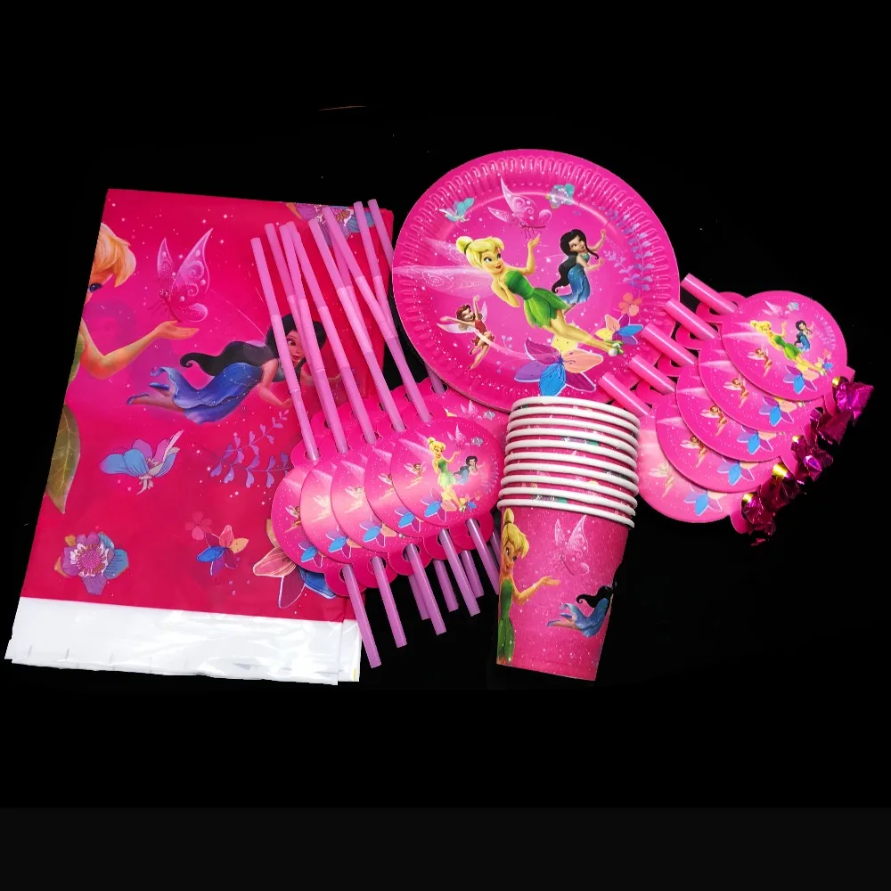 43 шт./лот TinkerBell одноразовые тарелки чашки соломинки колокольчик украшения для