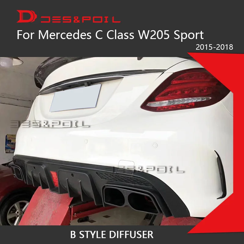 Пластиковый задний диффузор класса в для Mercedes Benz W205 спортивный бампер AMG 2015 2018