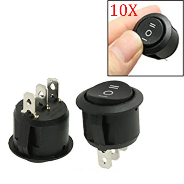 10 Pcs ON/OFF/ON 3 Position Pin SPDT Round Boat Rocker Switch 6A/250V 10A/125V AC QJ888 | Обустройство дома