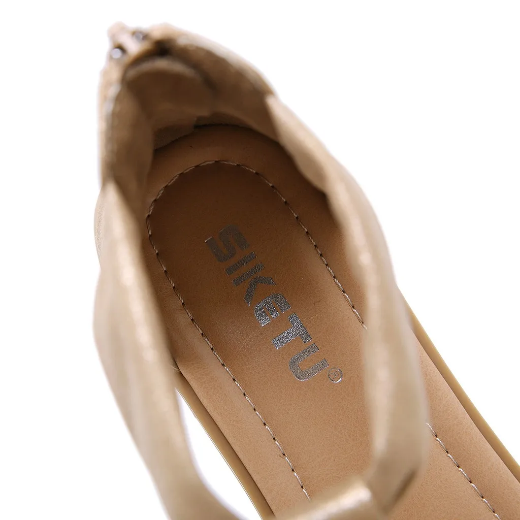 SAGACE; Новинка года; женские босоножки на платформе; chaussures femme; Женская обувь в богемном стиле; Ретро; римские повседневные сандалии на плоской подошве, украшенные жемчугом и кристаллами, на молнии