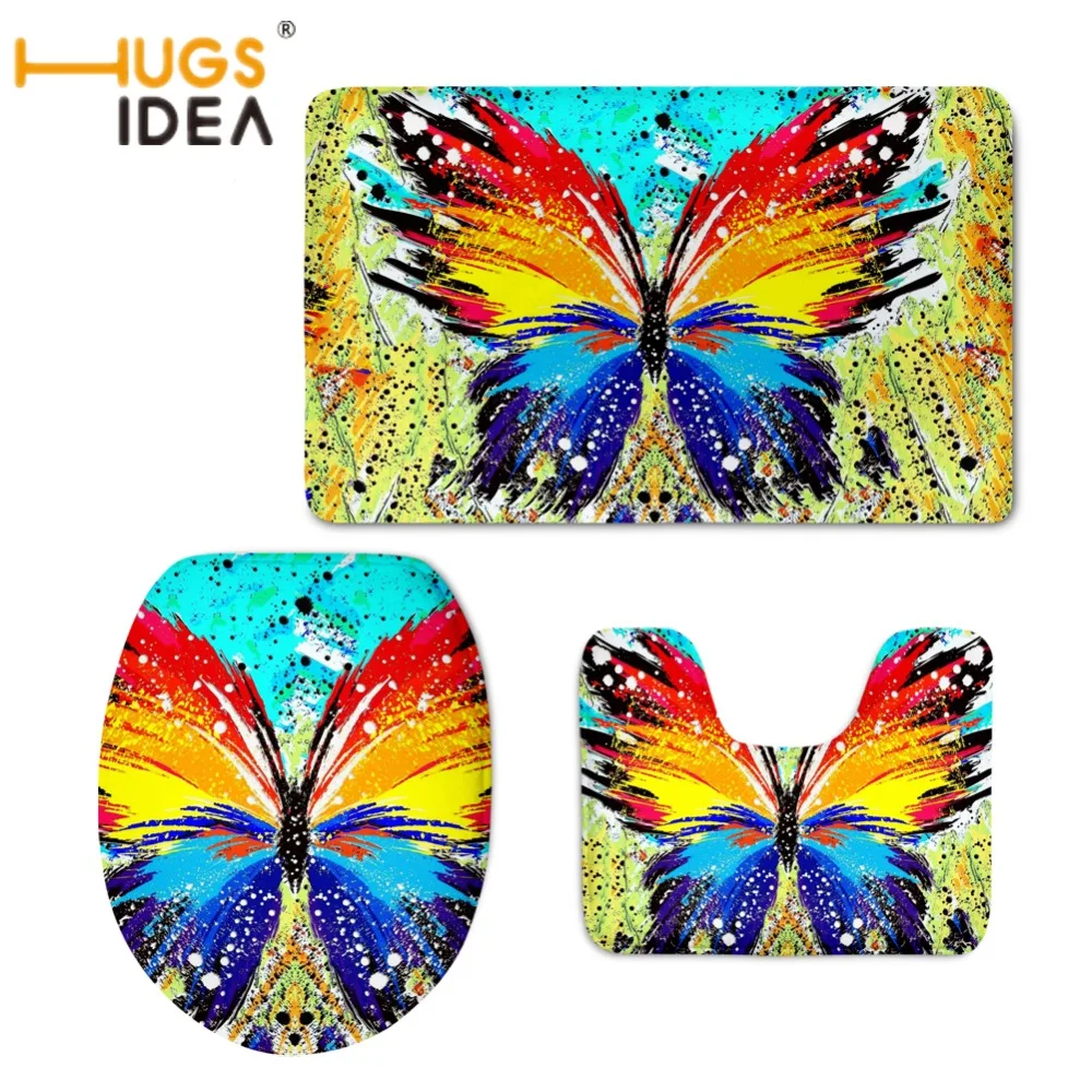HUGSIDEA чехлы на сиденья унитаза с забавным 3D рисунком бабочки теплый мягкий коврик