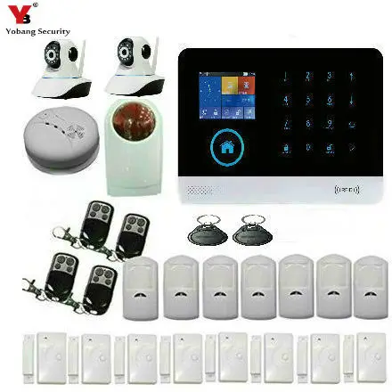 Yobang Security WIFI 4.3&quotTouch keypad Home GSM Alarm System IP Camera Door/window sensor Wireless Siren Android IOS APP Control |