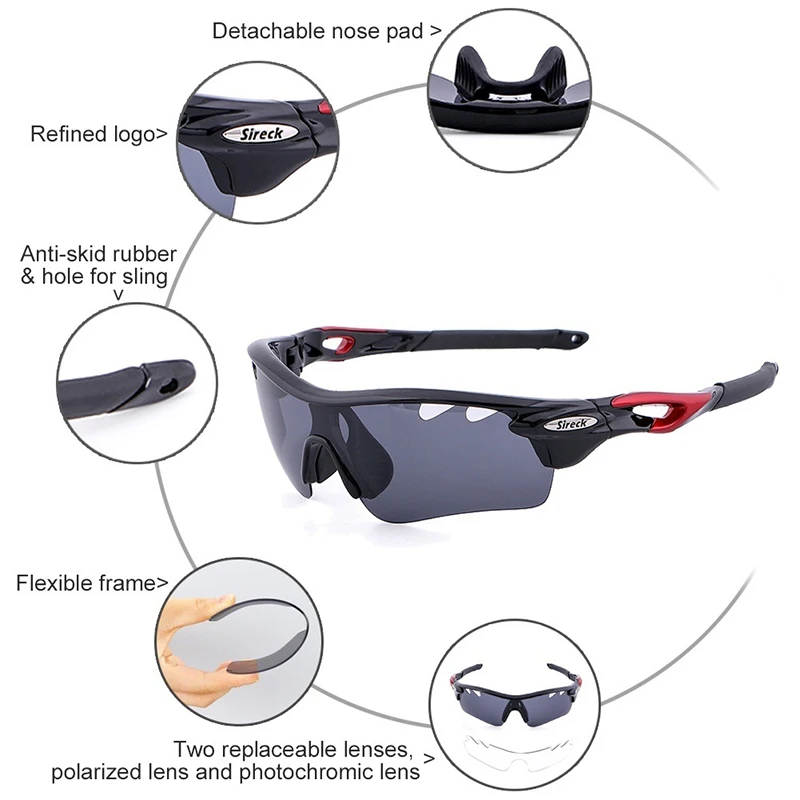Мужские и женские солнцезащитные очки Sireck поляризационные для пеших прогулок