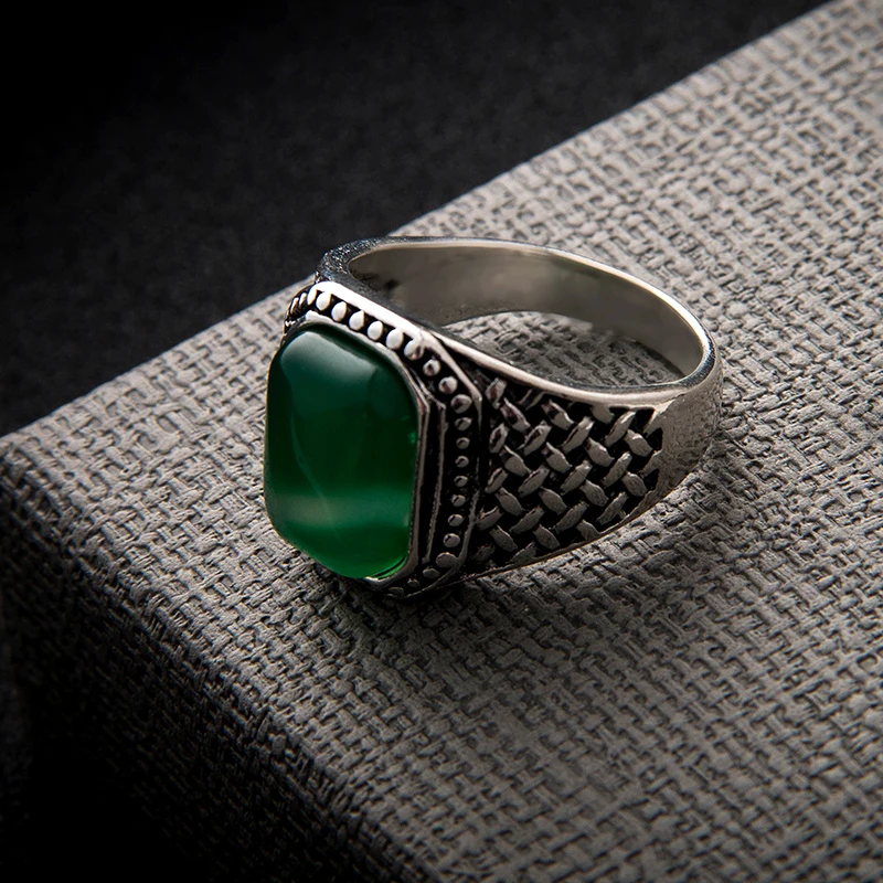 Размер 8 11 мужские кольца большой зеленый Опаловый камень в форме овала