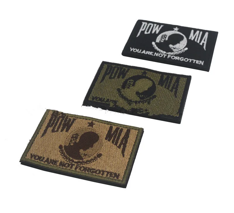 

20pcs POW MIA You Are Not Forgotten us flag patch Embroidery Tactical Badge Hook Military Armband Army Morale Brassard Wholesale