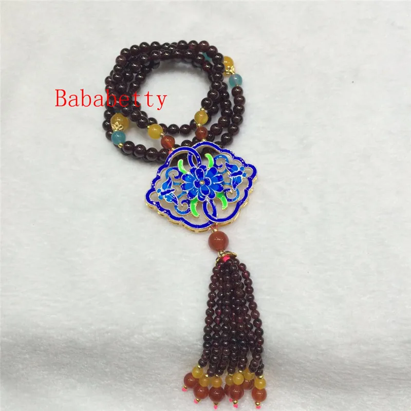 Ожерелье ручной вязки из натурального винного Красного камня цепочка для