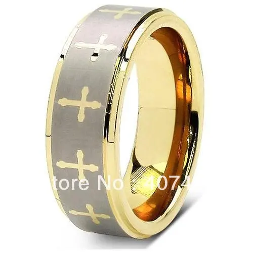 Бесплатная доставка США Лидер продаж 8 мм вольфрамовый карбид желтое золото