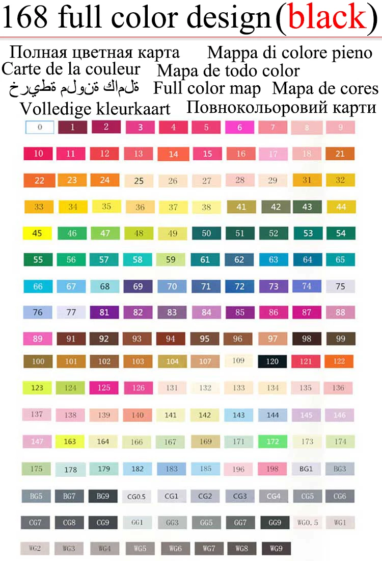 168colors black TOUCHFIVE 30/40/60/80 Цвета маркер для рисования на спиртовой основе Маркеры Набор ручек для рисования манга двойной головой художественный эскиз маркер ручки для дизайна - Цвет: 168colors black