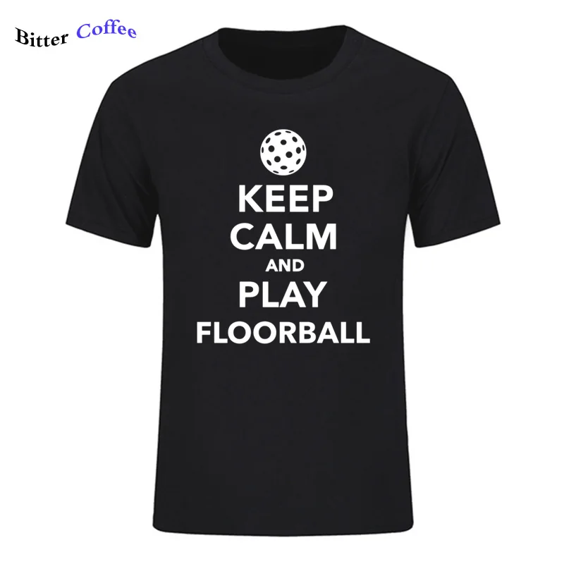 

Летняя Горячая Распродажа, Высококачественная забавная футболка с надписью Keep Calm And Play Floorball, Мужская футболка, Мужская футболка с круглым вырезом