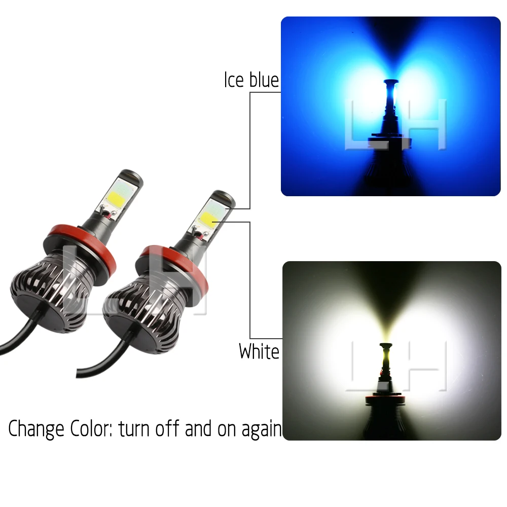 Чип CCOB белый 6000K светодиодный противотуманный фонарь для вождения синий двойной
