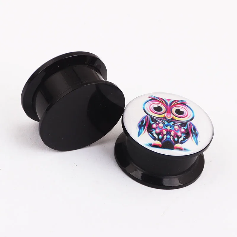 Набор из 2 предметов черные акриловые затычки для ушей с логотипом в виде совы|body