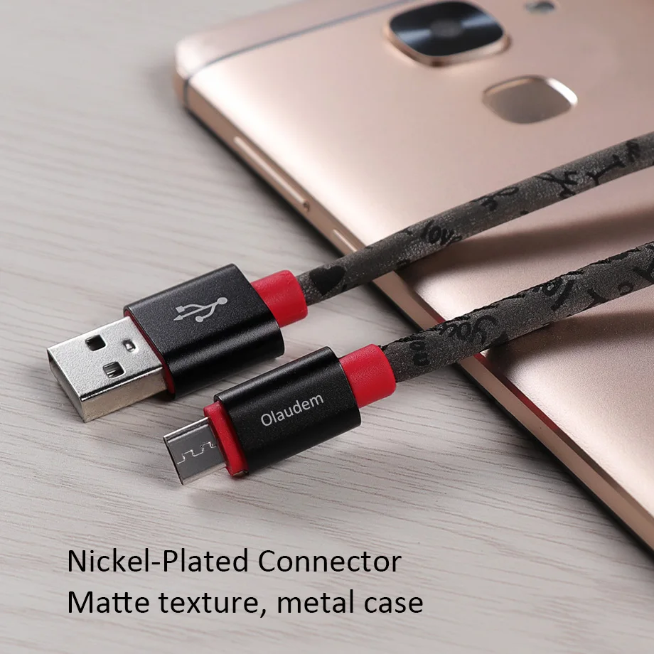 Olaudem USB Micro usb кабель для передачи данных samsung android 1 м из искусственной кожи зарядки