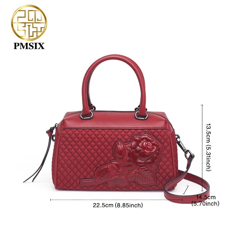 PMSIX 2020 Casual Embossed Floral Canvas Women's Bags With Long Shoulder Straps High Quality Bag Female Red Designer Handbags | Багаж и