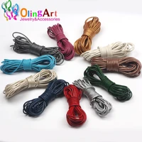 olingart 2mm 5mlot craft color round genuine leather cord golden silver diy necklace bracelet earrings choker jewelry making