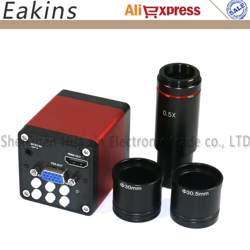720p 13MP CMOS HDMI VGA микроскоп камера + CCD 0.5X окуляр C-Mount объектив для 23 2 мм 30 5 кольцо |