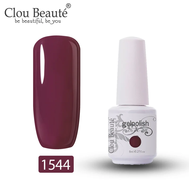 1544 Clou Beaute Гель-лак 8 мл Полупостоянный УФ светодиодный лак для ногтей замачиваемый Белый Гель-лак для ногтей базовое верхнее покрытие дизайн ногтей - Цвет: 1544